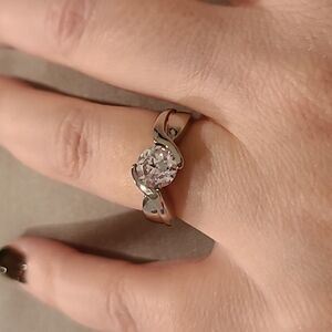 Cubic zirconia stainless steel ring